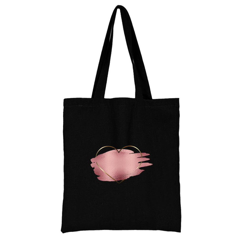 Wholesale Love Pattern Printed Canvas Bag Environmental Protection Handbag Shopping Bag
